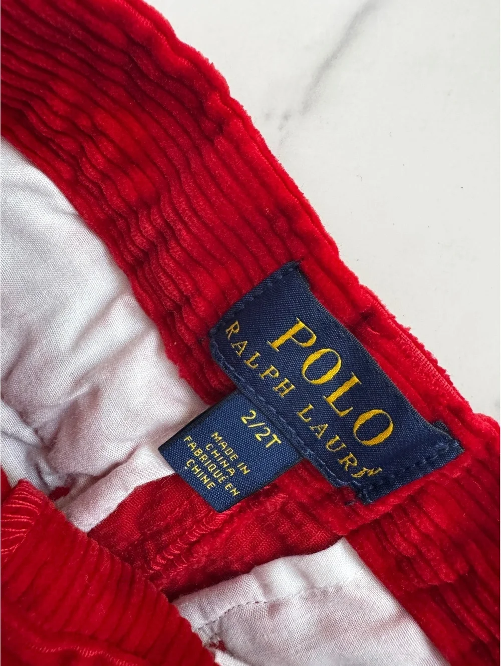 Polo Ralph Lauren Boys 2/2T Red Corduroy Pants Stretch Cotton Straight Leg